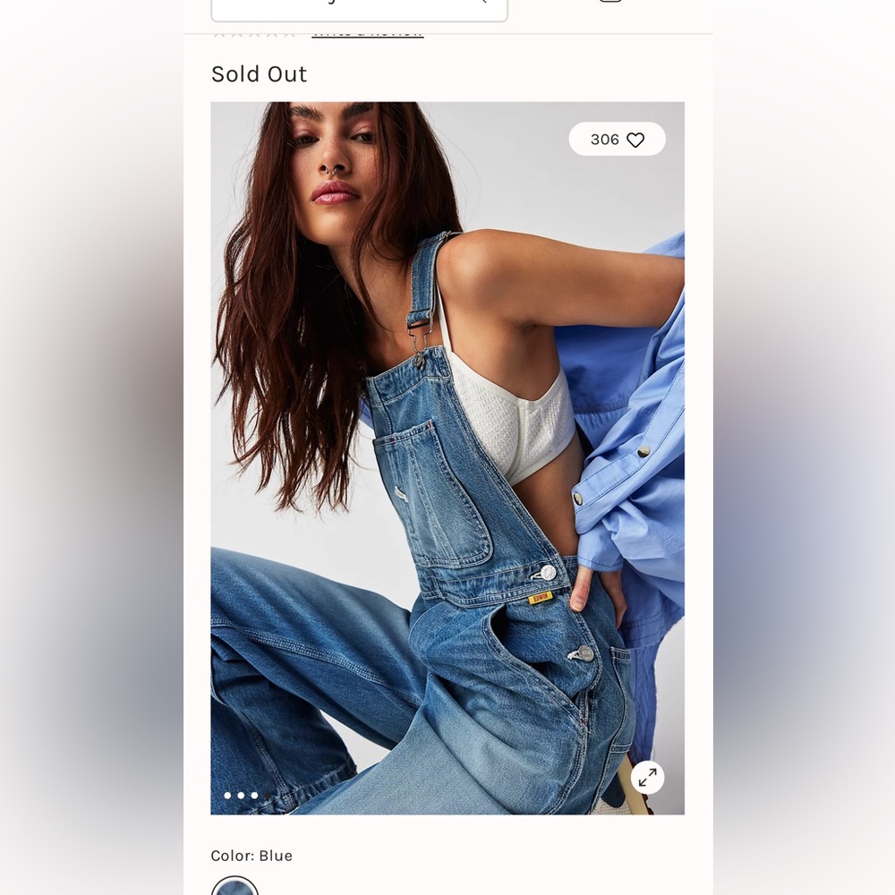 Edwin Bellamy Blue Denim Overalls, NWT